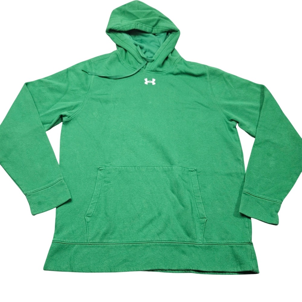 Under Armour Hoodie Mens L Green Fleece Pullover Loose Fit Athletic Sweatshirt